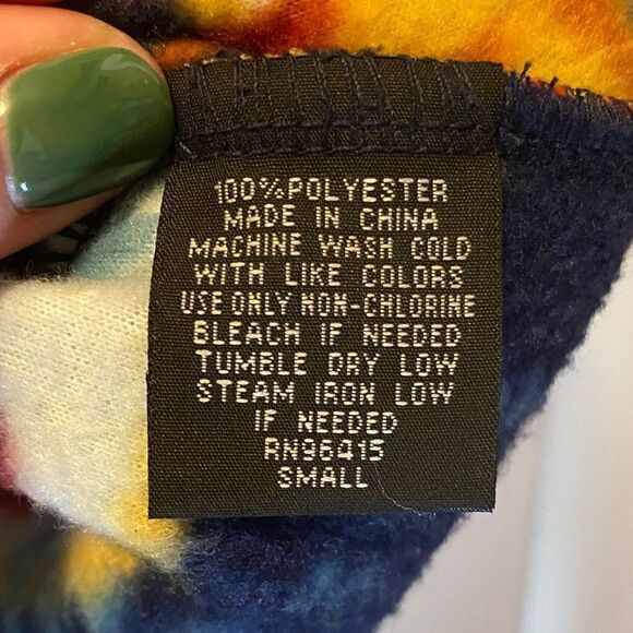 MASSIVE OUTDOOR Aztec Print Quarter Snap Fleece Pullover Blue Yellow Size Small - Picture 6 of 6